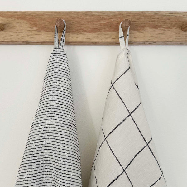 100% Linen Tea Towels OEKO-TEX® Certified - Natural + Stripe