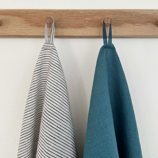 100% Linen Tea Towels OEKO-TEX® Certified – Pink Opal + Stripe