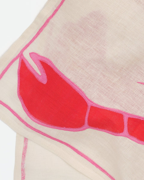 Lobster Embroidered Tea Towel