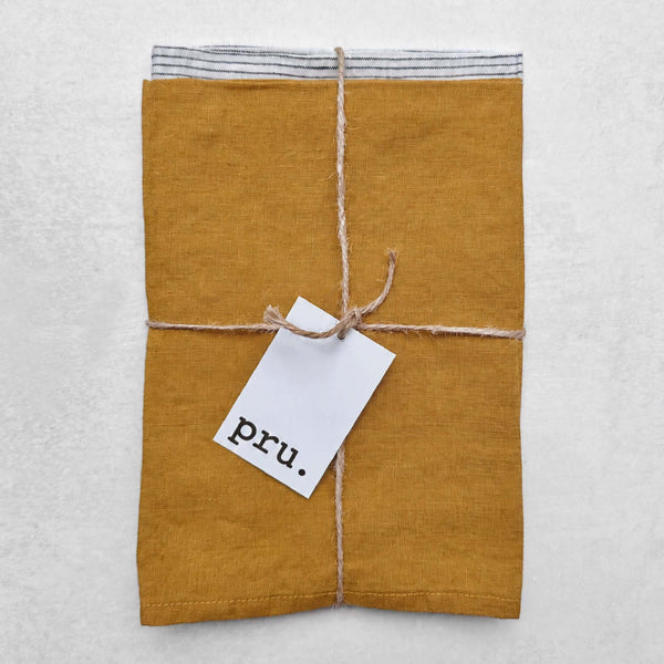 100% Linen Tea Towels OEKO-TEX® – Duck Egg Blue + Stripe