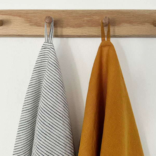 100% Linen Tea Towels OEKO-TEX® – Duck Egg Blue + Stripe