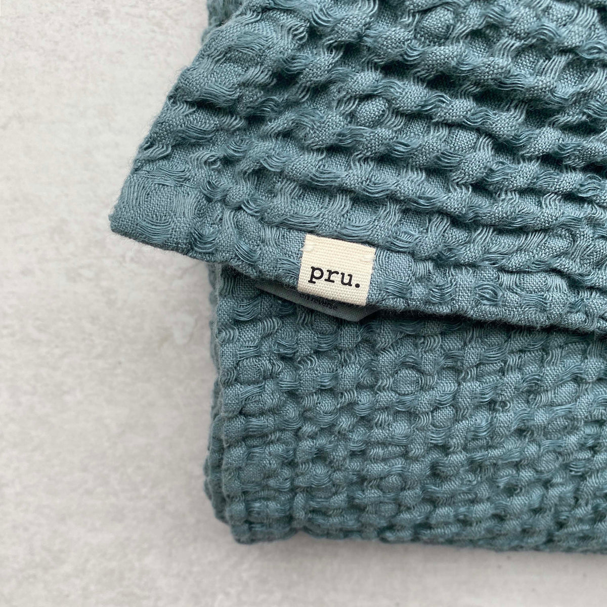 Mya Linen Waffle Blanket Slate Blue OEKO-TEX Certified