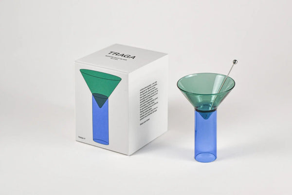 Martini Shot Glass, Teal & Blue TRAGA