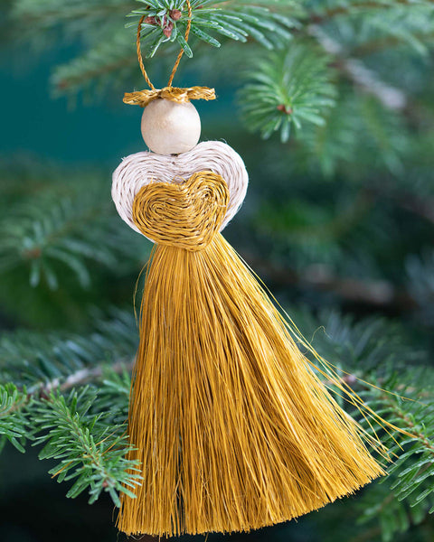 IMALI: Handwoven Gold Love Angel Tree Decoration