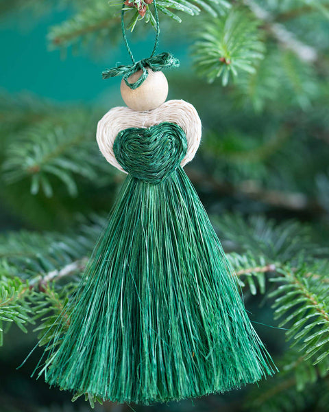 SILUHLAZA: Handwoven Green Love Angel Tree Decoration