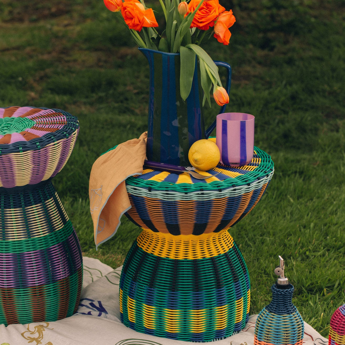 Woven Table | Yellow & Green