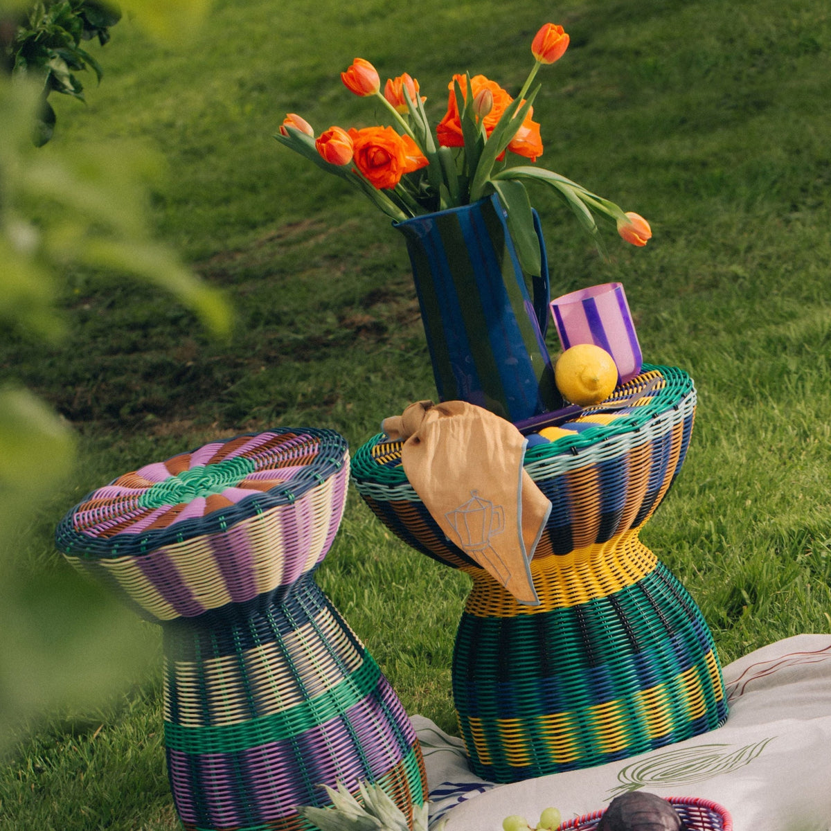 Woven Table | Yellow & Green