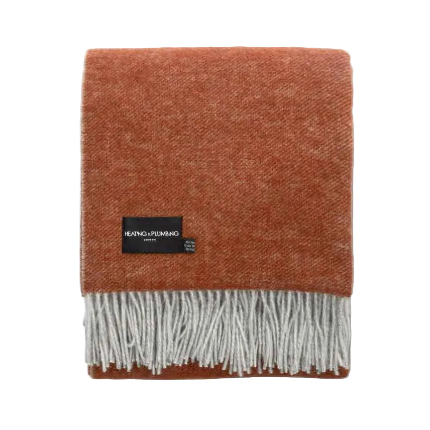 The Loft - Pure New Wool Throw - Reversible Brick / Grey