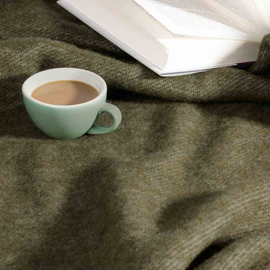 The Loft - Pure New Wool Throw - Reversible Fern / Grey
