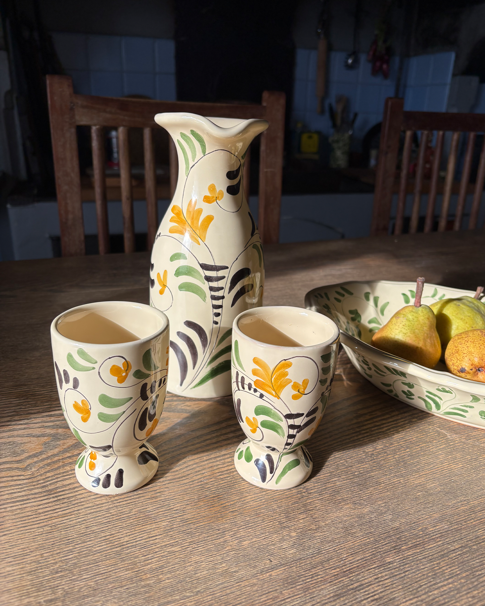 The Vines Carafe and footed Cup Holiday Set