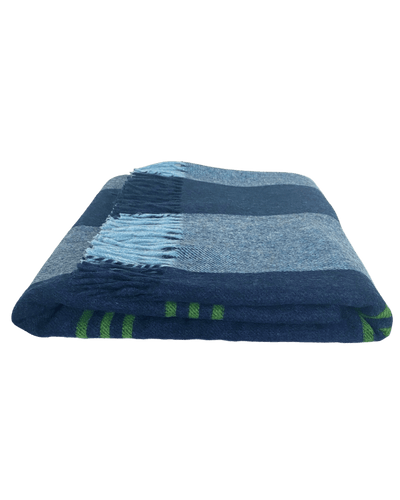 The Wilde Merino Lambswool Throw Blanket Blue Stripes Issy Granger 