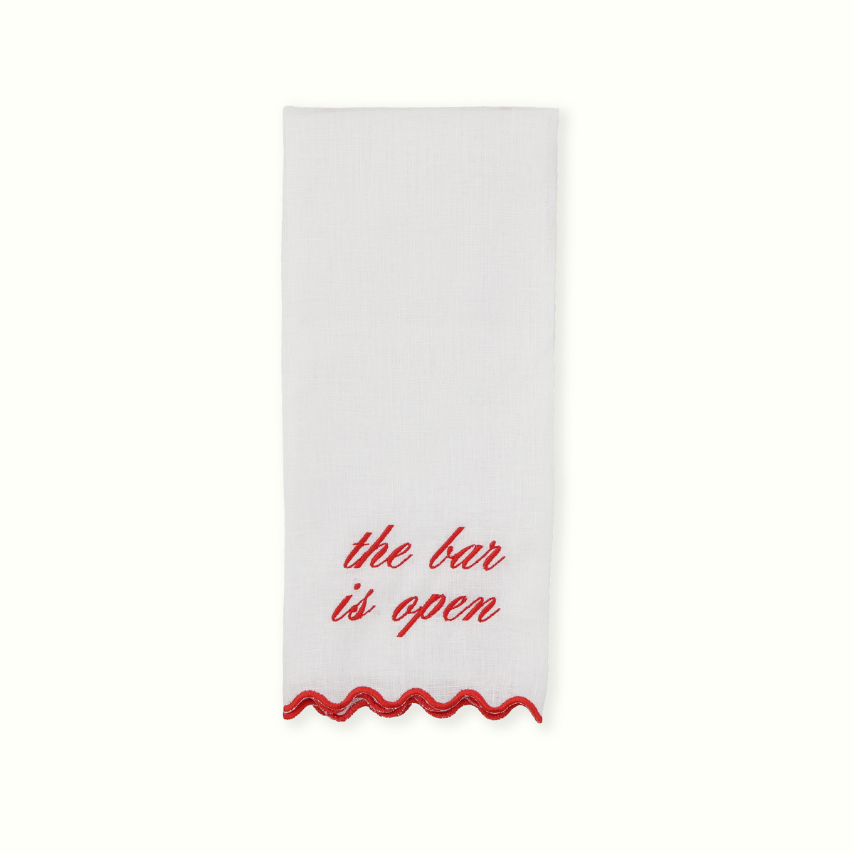 Scalloped Linen Bar Towel