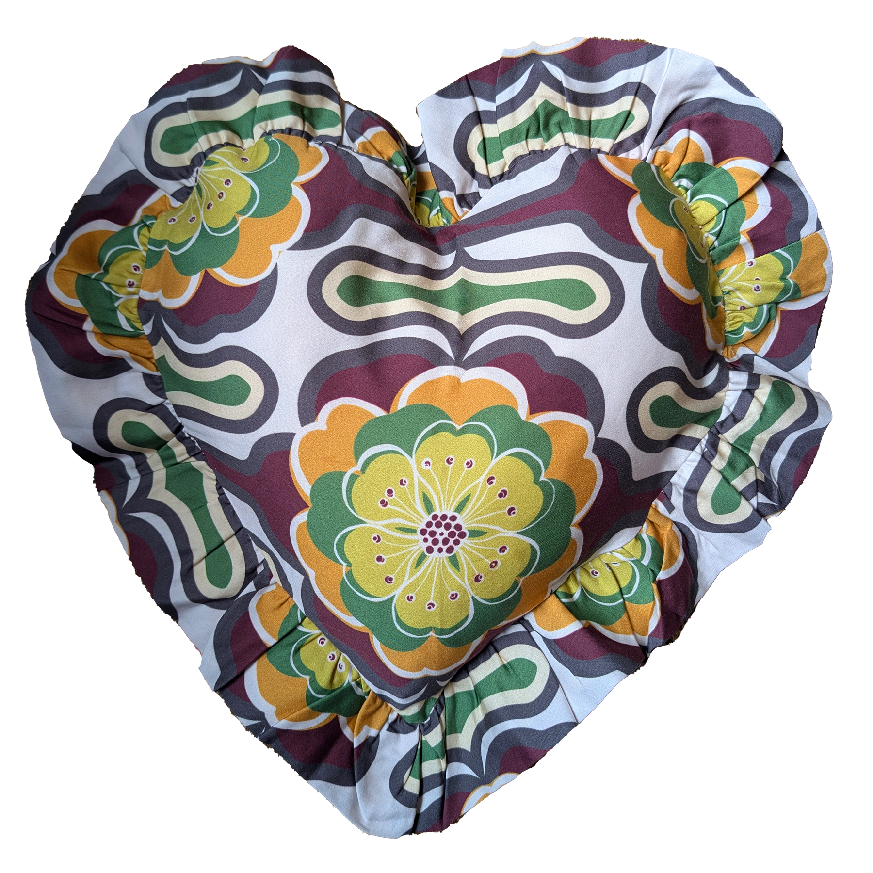 Young Hearts Ruffle Cushion in Thelma