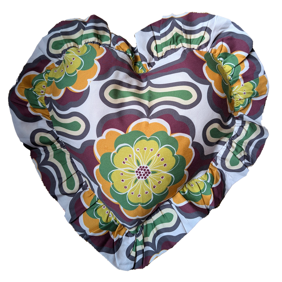 Young Hearts Ruffle Cushion in Thelma