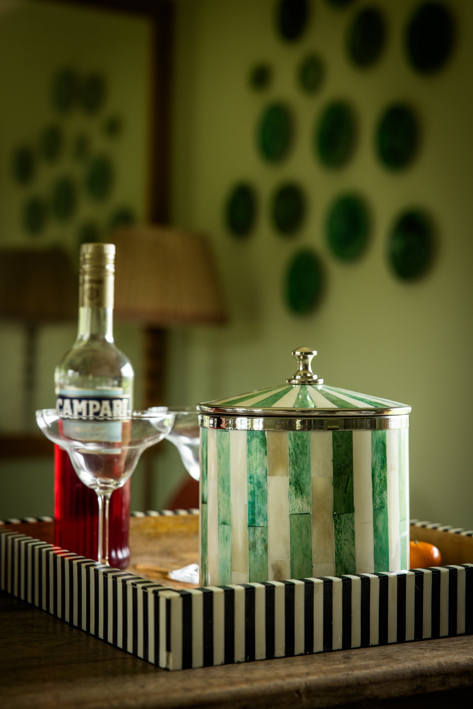 Square Inlay Tray | Large | Blue | Striped