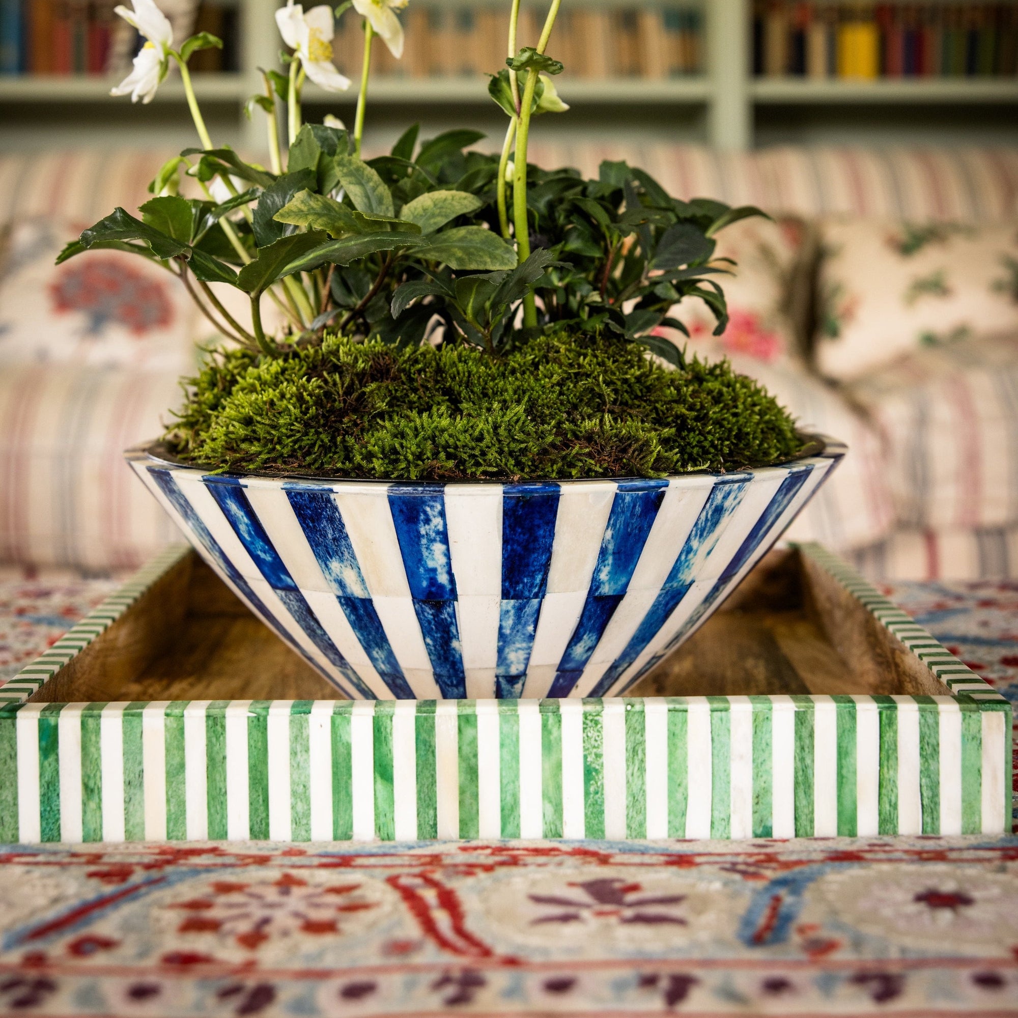 Square Inlay Tray | Large | Green | Striped