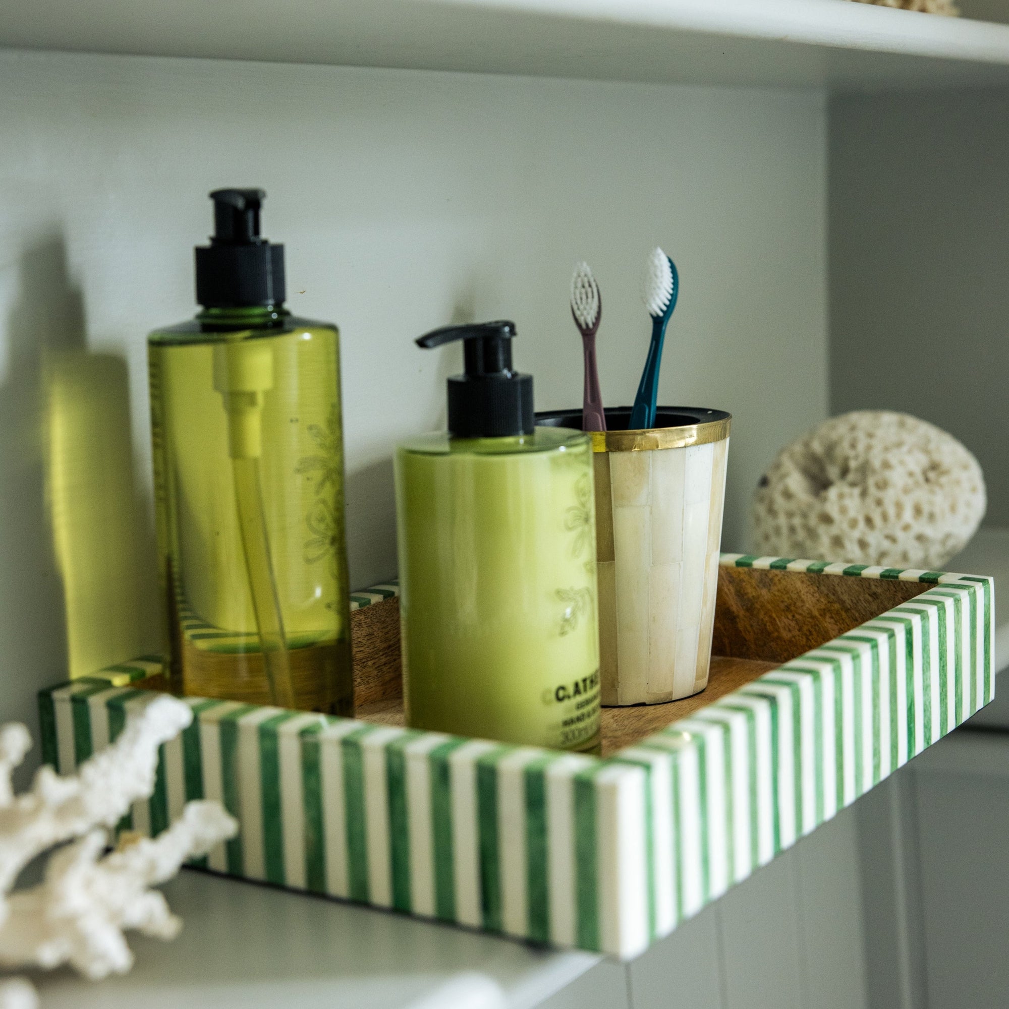 Rectangular Inlay Tray | Small | Green | Striped