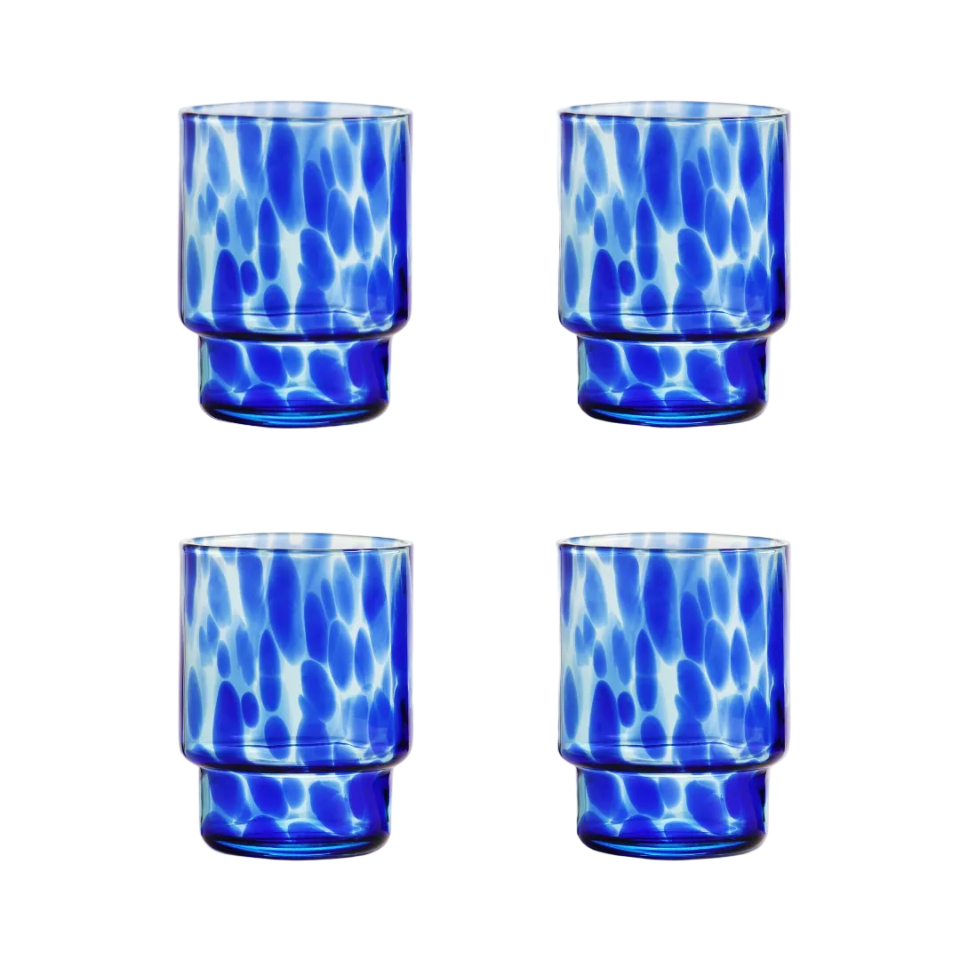Tortoiseshell Glasses Blue Set of 4
