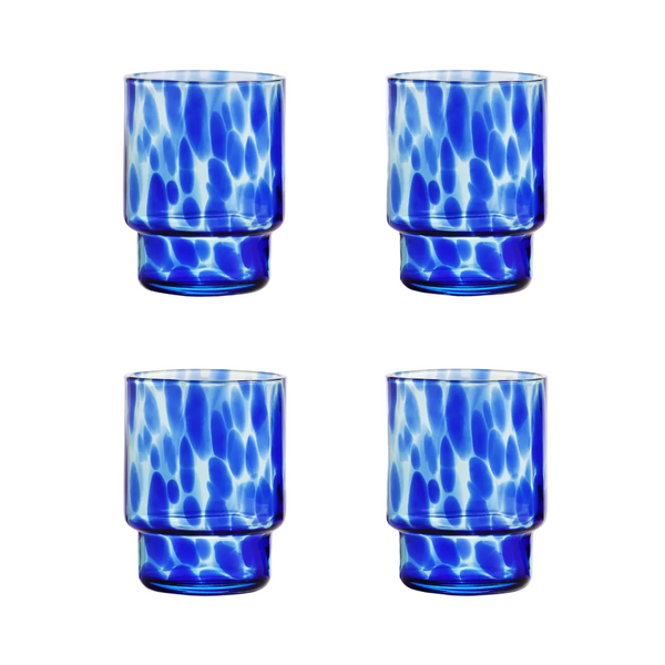 Tortoiseshell Glasses Blue Set of 4