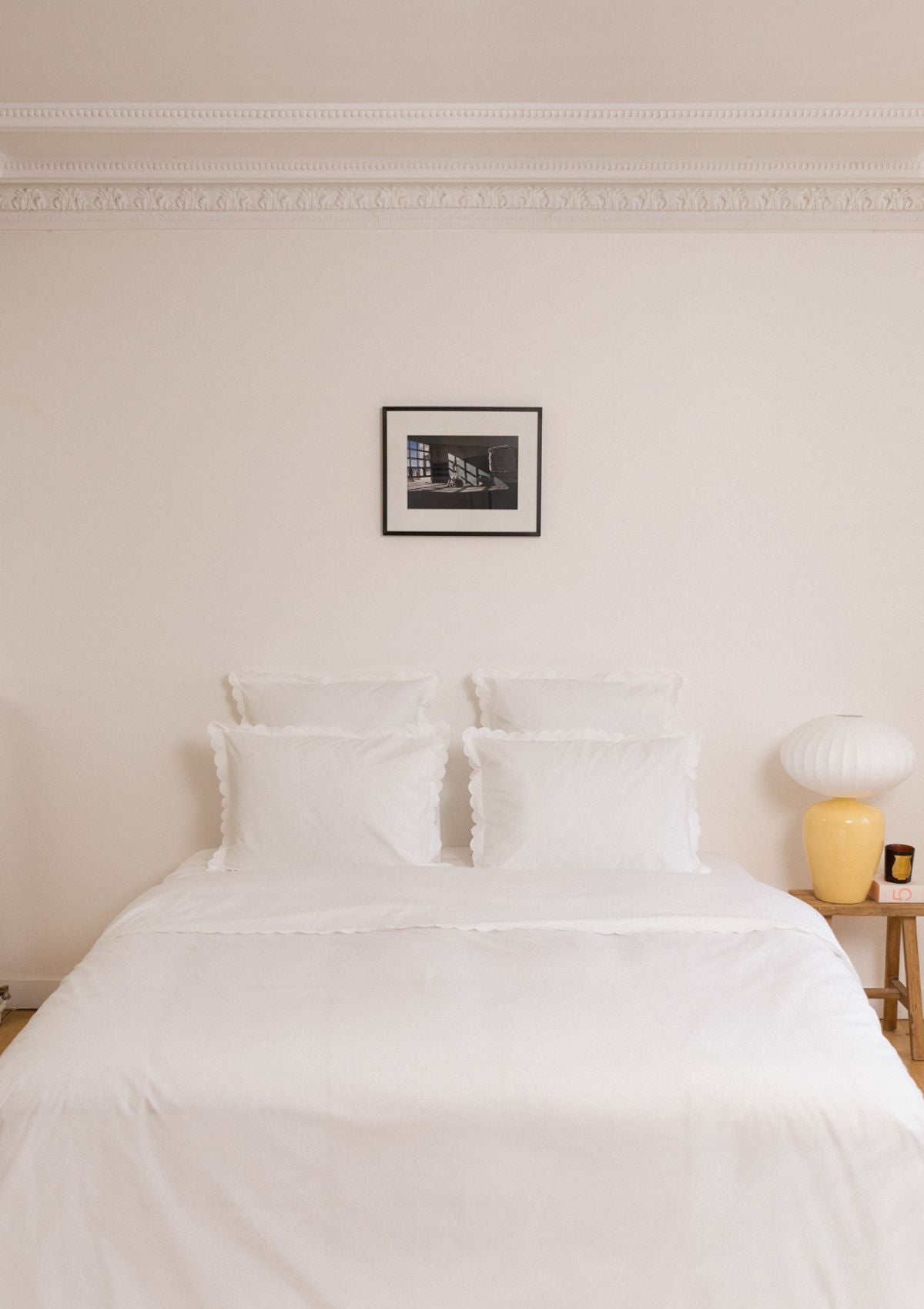 Scalloped Cotton Percale Duvet Cover in White