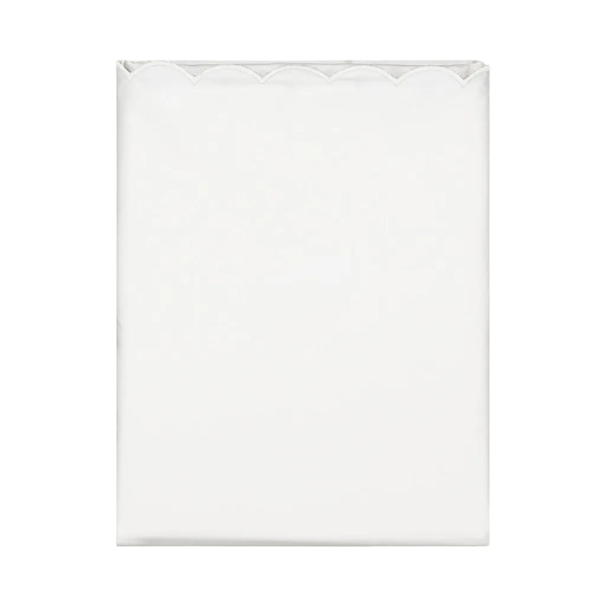 Scalloped Cotton Percale Duvet Cover in White