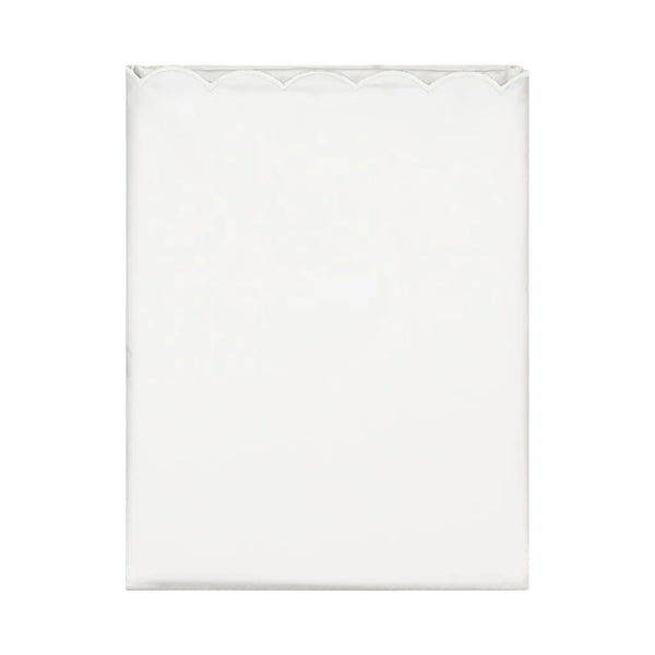 Scalloped Cotton Percale Duvet Cover in White