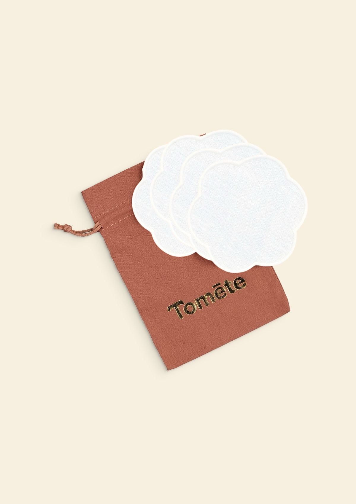 The White Linen Scalloped Coasters (Set of 4)
