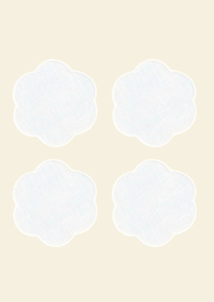 The White Linen Scalloped Coasters (Set of 4)