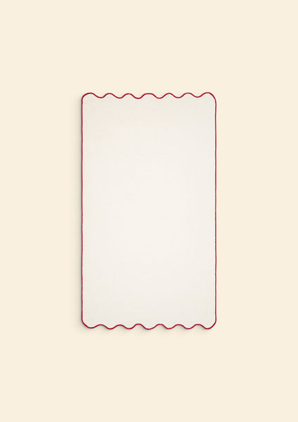 Ivory & Bordeaux Cotton Wavy Bath Sheet