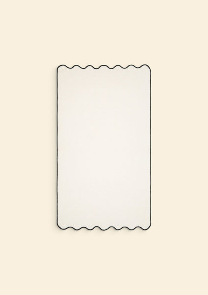 Ivory & Black Cotton Wavy Bath Sheet