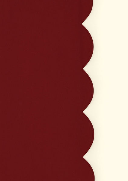 Scalloped Linen Tablecloth in Bordeaux