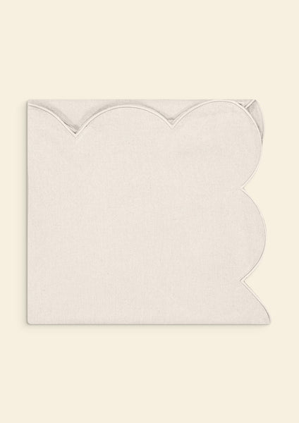 Scalloped Linen Tablecloth in Ivory