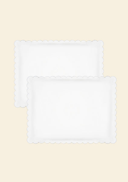 Scalloped Cotton Percale Bedding Set in White