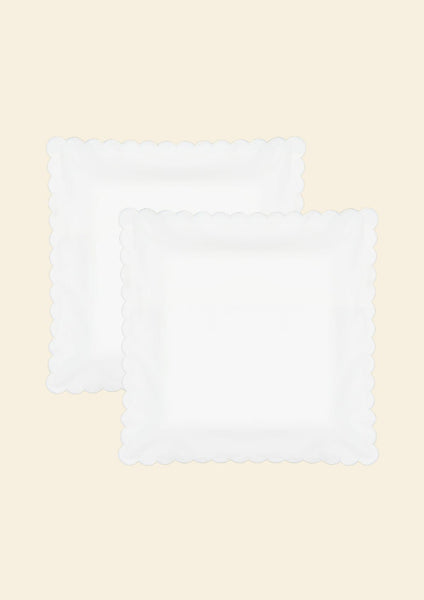 Scalloped Cotton Percale Bedding Set in White