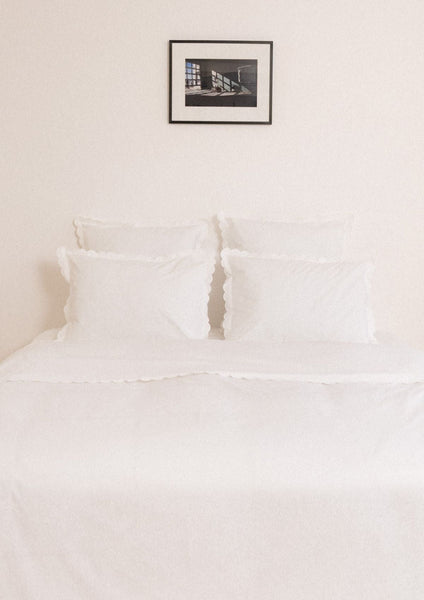 The Scalloped Pillowcases in White Cotton Percale (Set of 2)