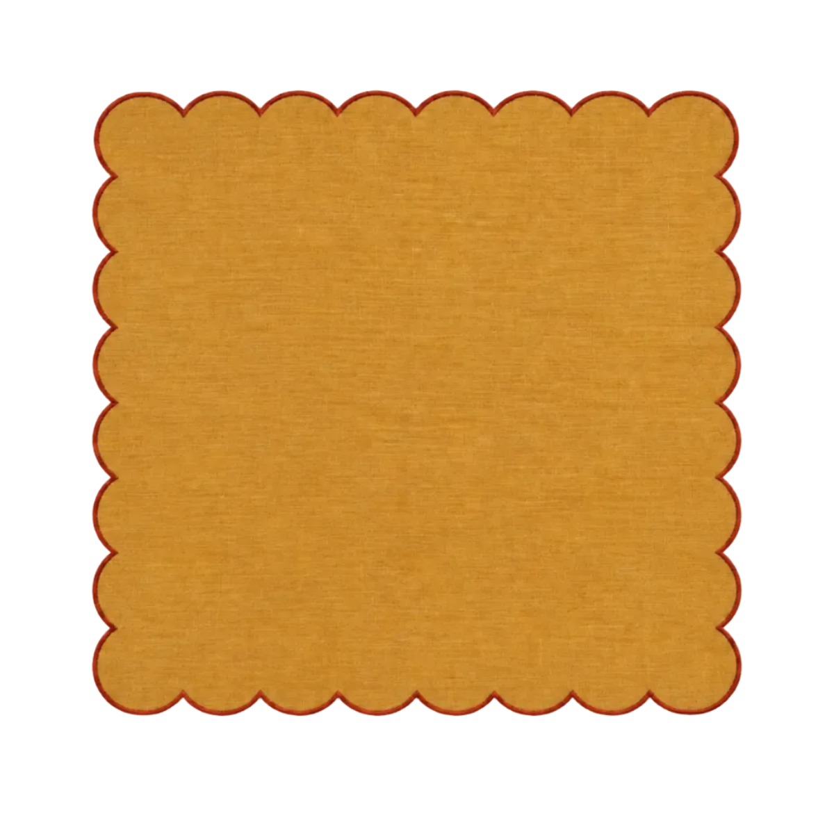 Scalloped Linen Napkin in Yellow Ochre & Red Ochre