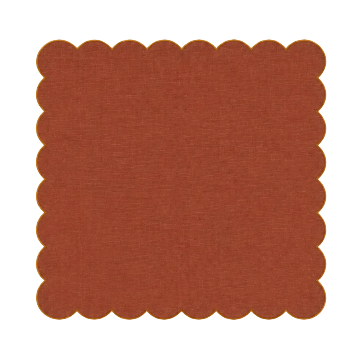 Scalloped Linen Napkin in Red Ochre & Yellow Ochre