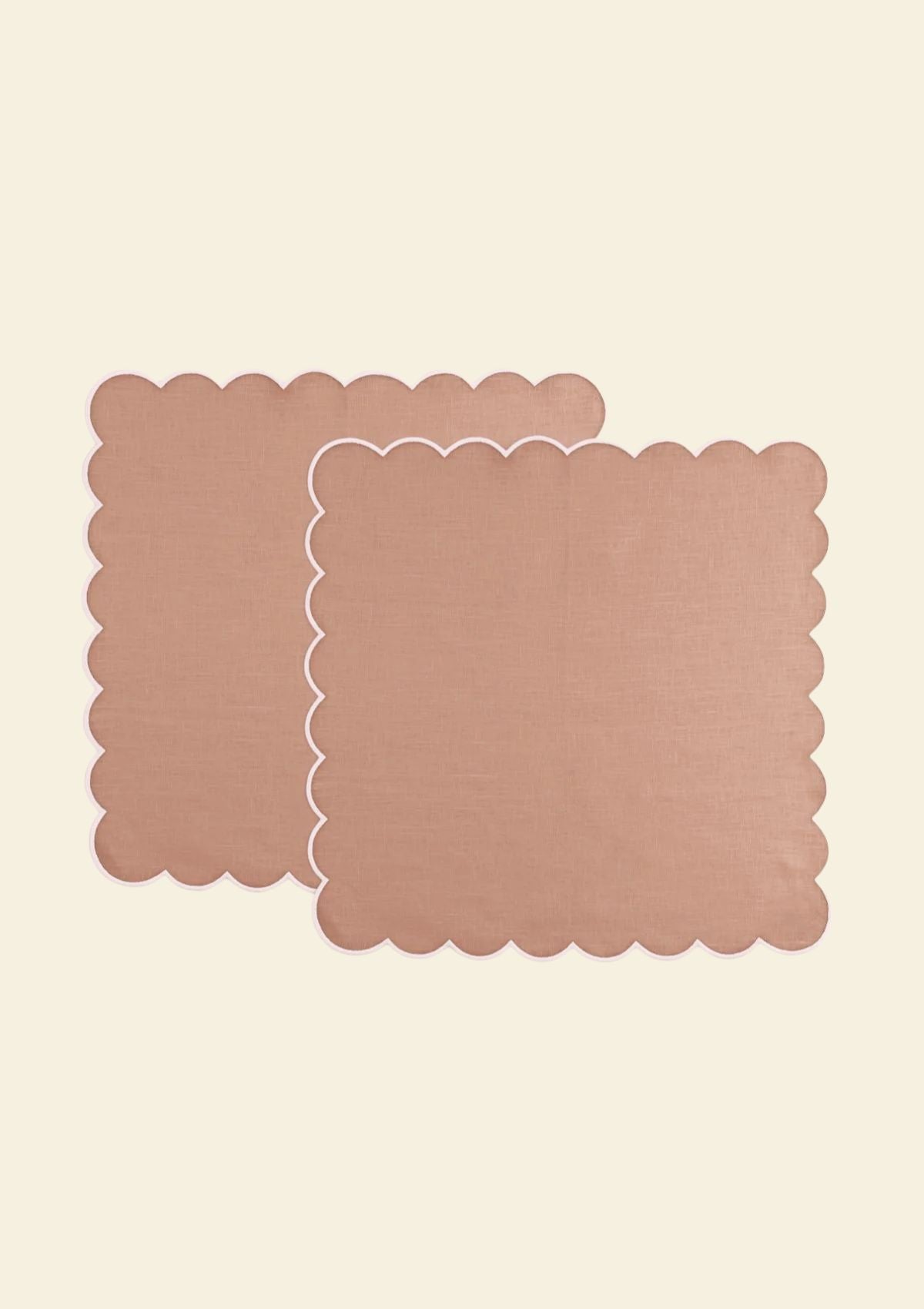 Scalloped Linen Napkins in Powder Pink & White