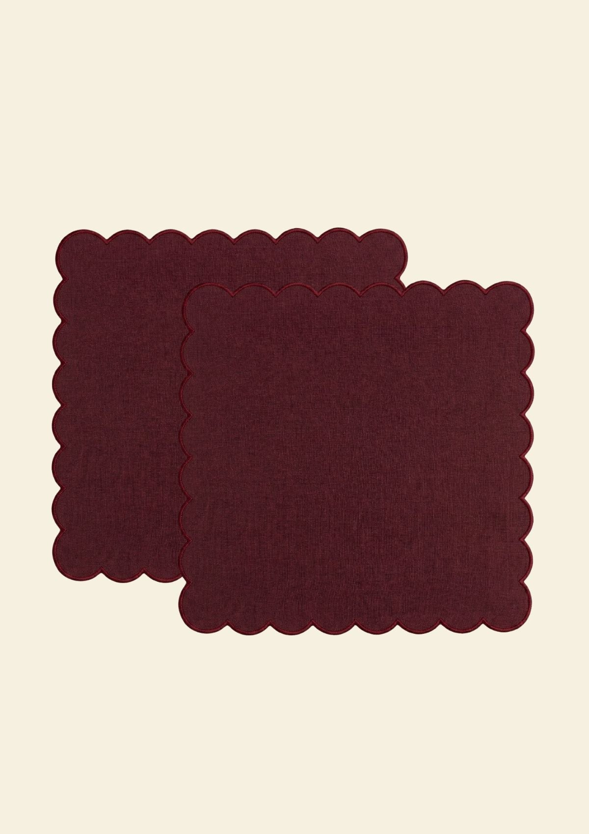 The Burgundy Scalloped Linen Napkins