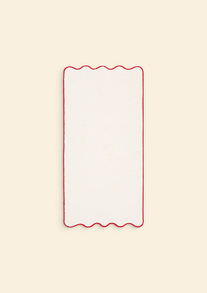 Ivory & Bordeaux Cotton Wavy Hand Towel