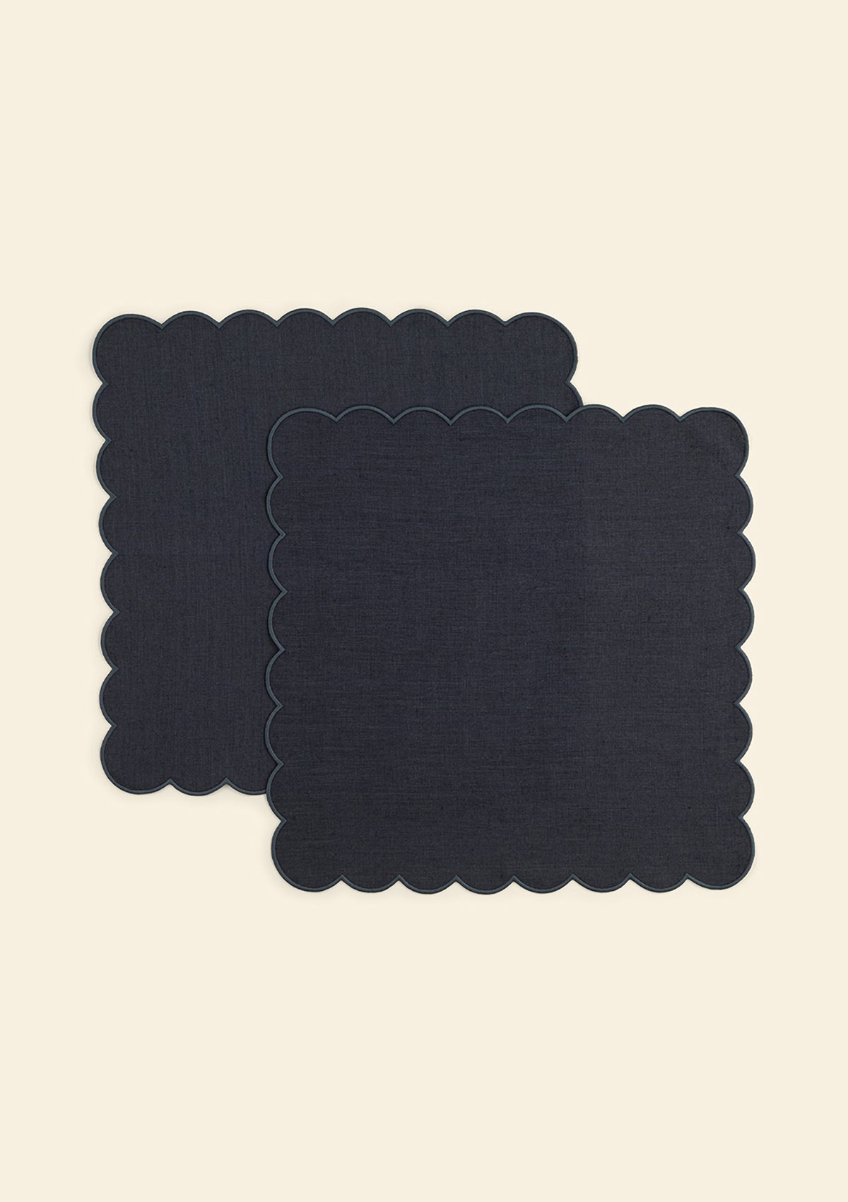 The Slate Blue Linen Scalloped Napkins (Set of 2)