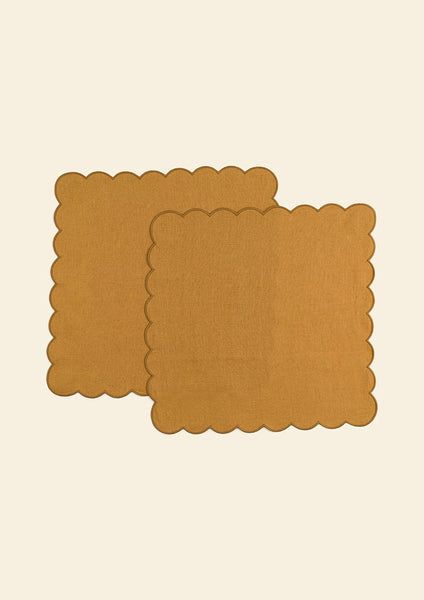 The Yellow Ochre Linen Scalloped Napkins (Set of 2)