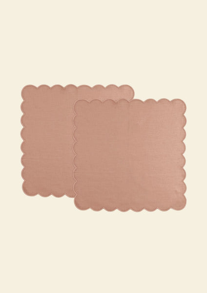 Scalloped Linen Napkins In Powder Pink