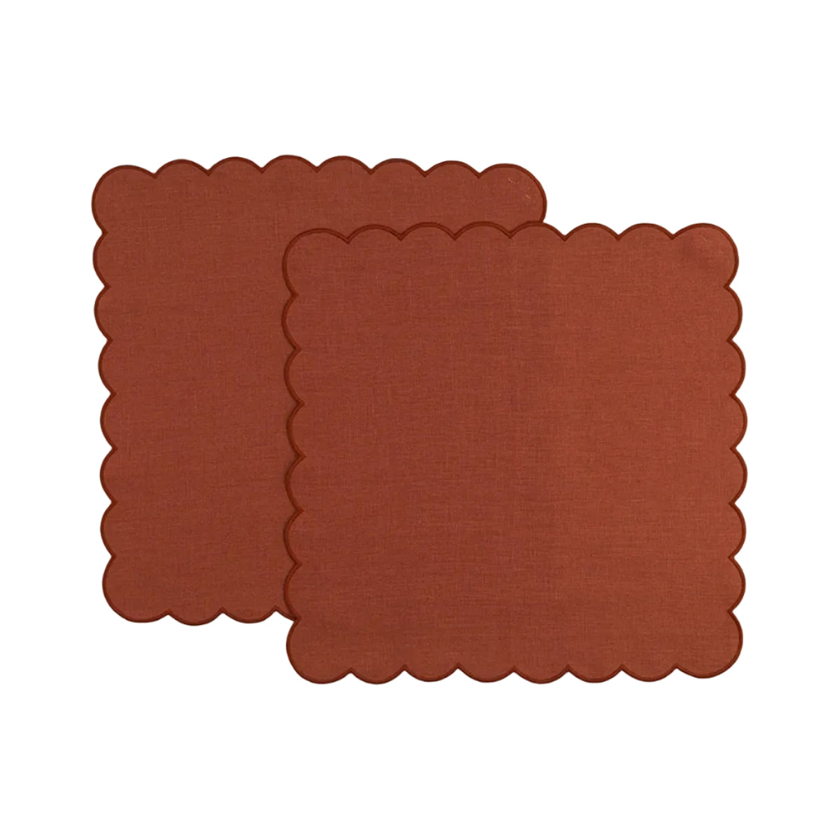 Scalloped Linen Napkins in Terracotta (Set of 2)