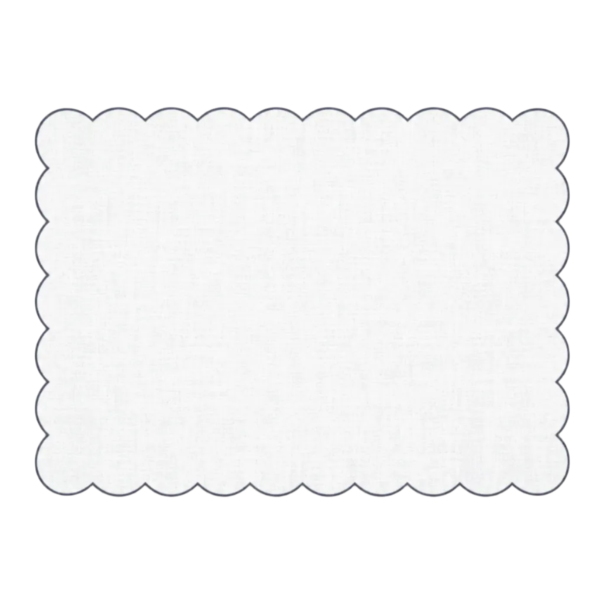 Scalloped Rectangular Linen Placemat in White & Slate Blue