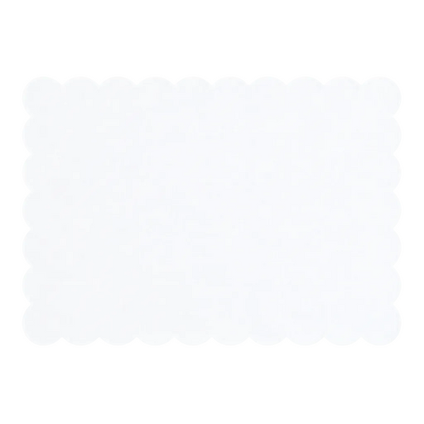Scalloped Rectangular Linen Placemat in White