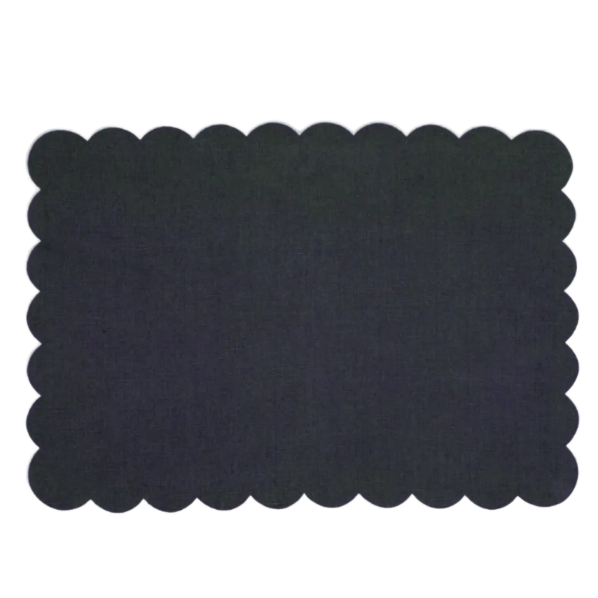 Scalloped Rectangular Linen Placemat in Slate Blue & White