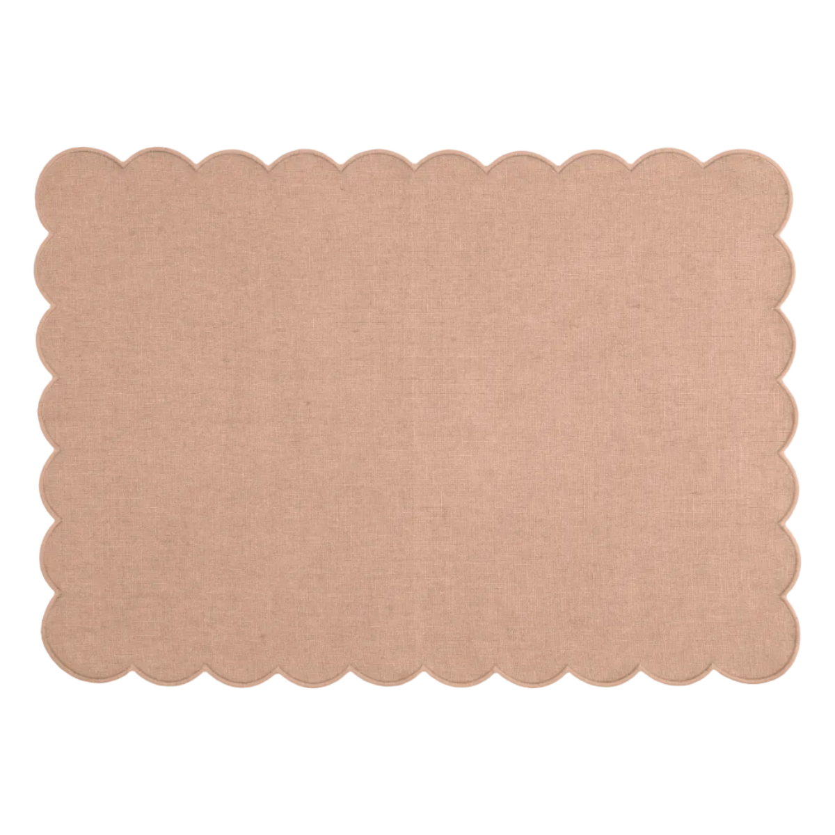 Scalloped Rectangular Linen Placemat in Powder Pink