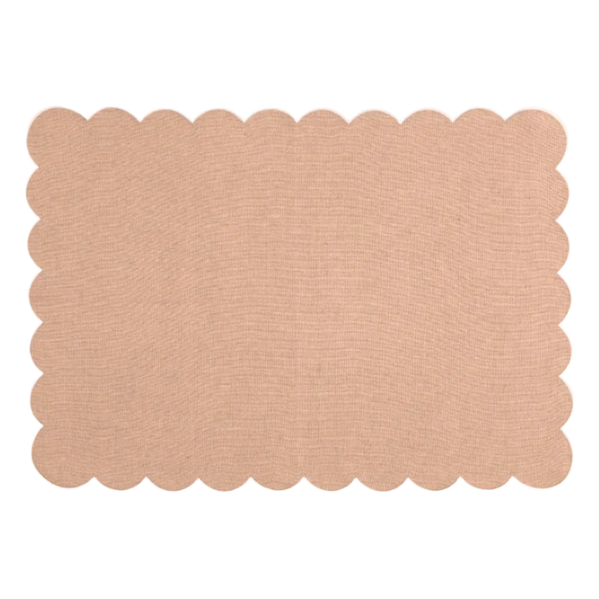 Scalloped Rectangular Linen Placemat in Powder Pink & White