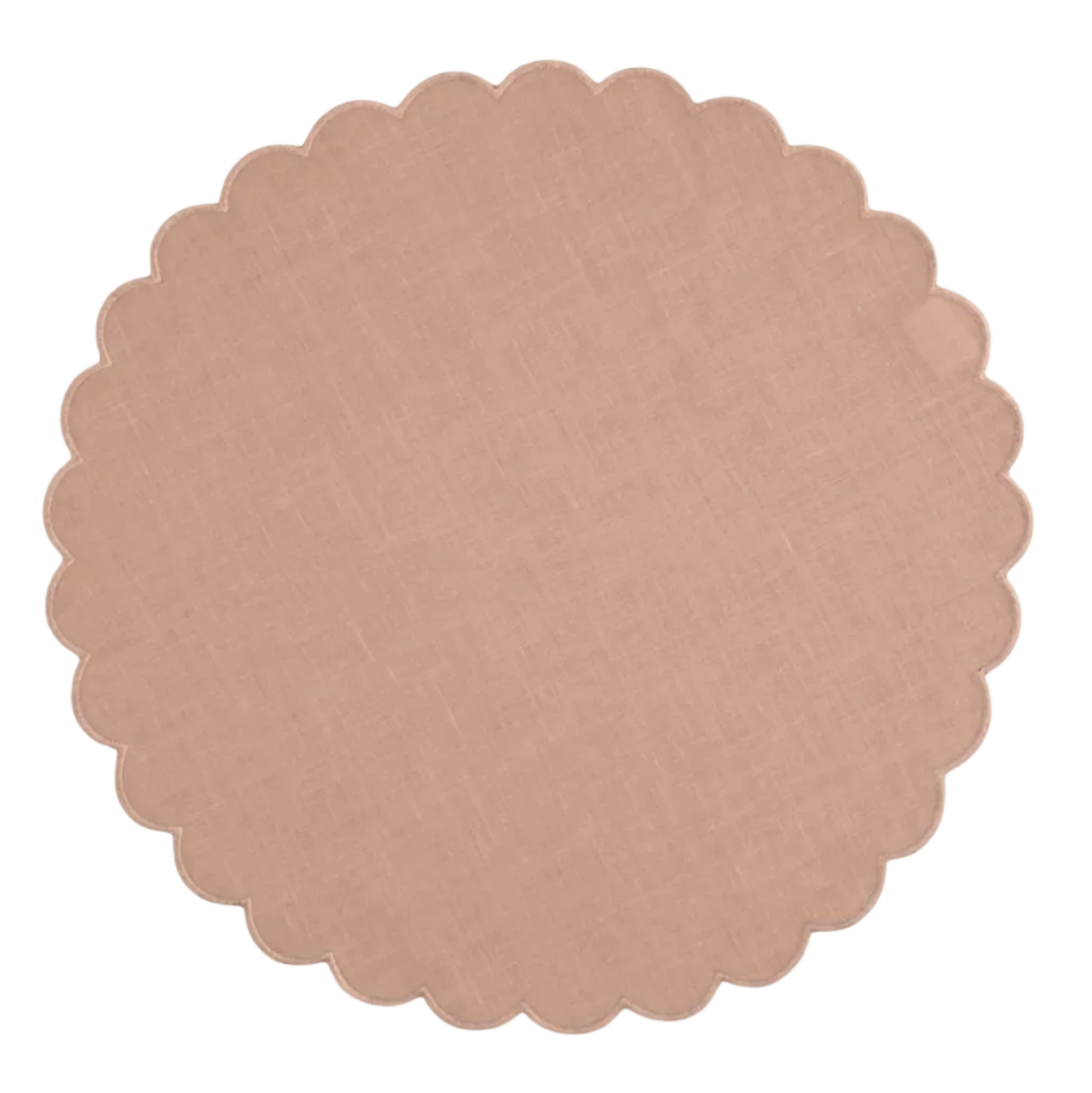 Scalloped Round Linen Placemat in Powder Pink